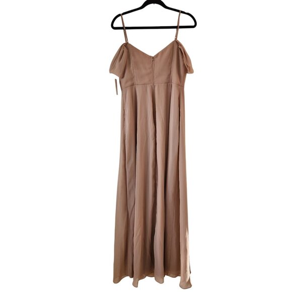 Birdy Grey Spence Bridesmaids Dress Taupe Full Length Chiffon Convertible M - Picture 3 of 13